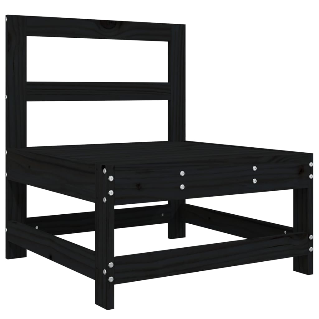 Garden Middle Sofas 2 pcs Black Solid Wood Pine