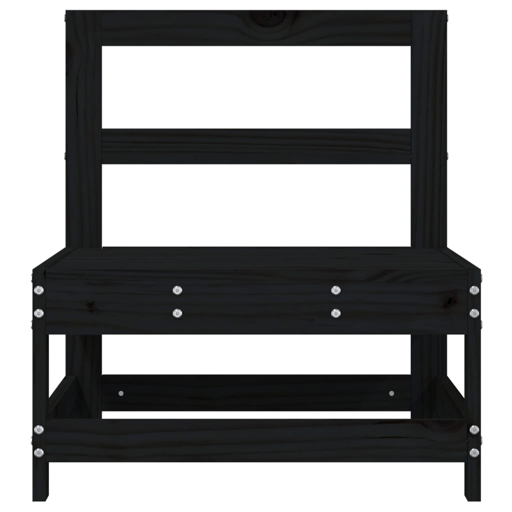 Garden Middle Sofas 2 pcs Black Solid Wood Pine
