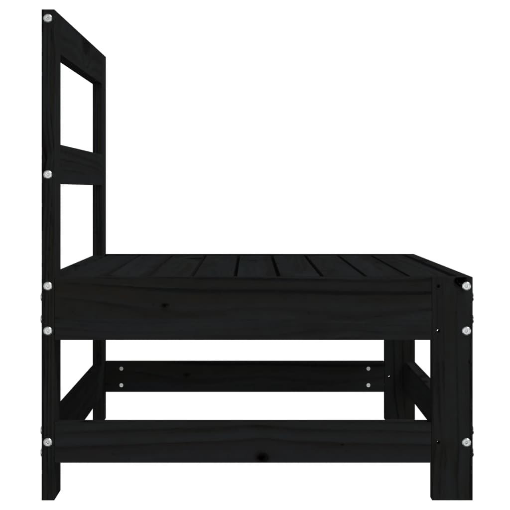 Garden Middle Sofas 2 pcs Black Solid Wood Pine