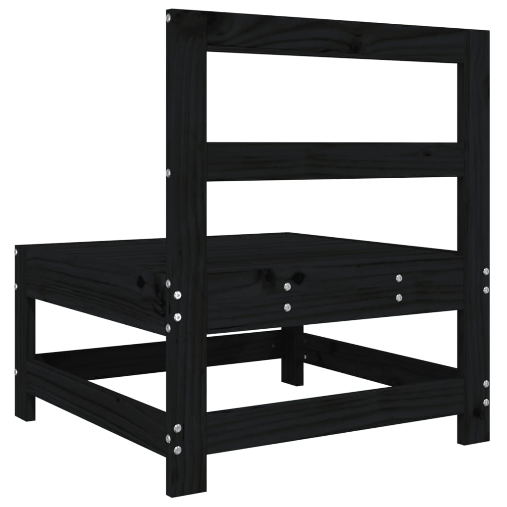 Garden Middle Sofas 2 pcs Black Solid Wood Pine