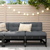 Garden Middle Sofas 2 pcs Black Solid Wood Pine