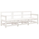 3 Piece Garden Lounge Set White Solid Wood Pine