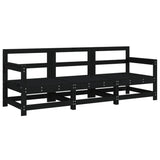 3 Piece Garden Lounge Set Black Solid Wood Pine