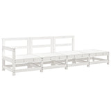 4 Piece Garden Lounge Set White Solid Wood Pine