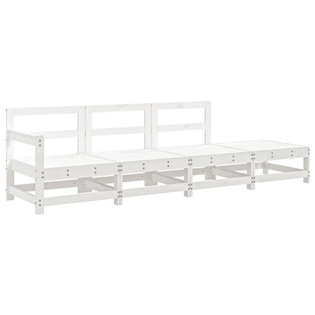 4 Piece Garden Lounge Set White Solid Wood Pine
