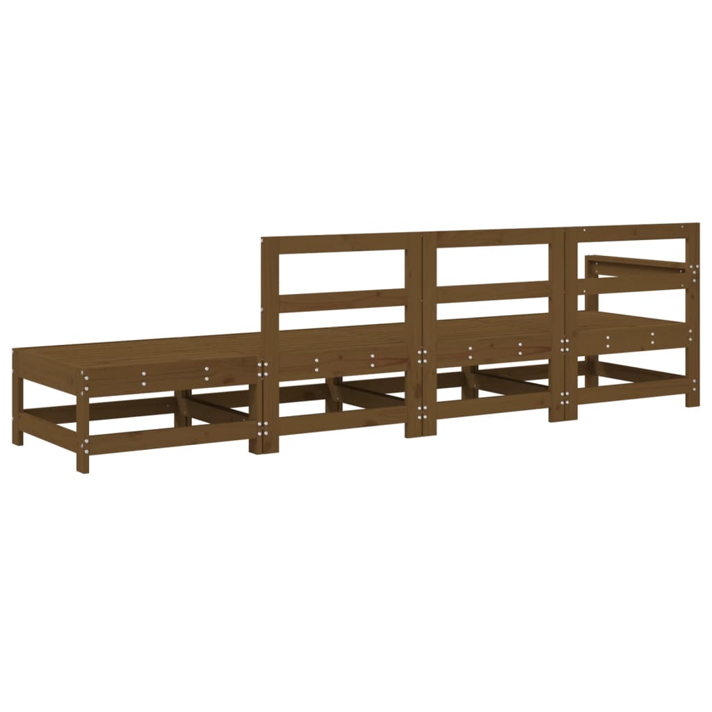 4 Piece Garden Lounge Set Honey Brown Solid Wood Pine