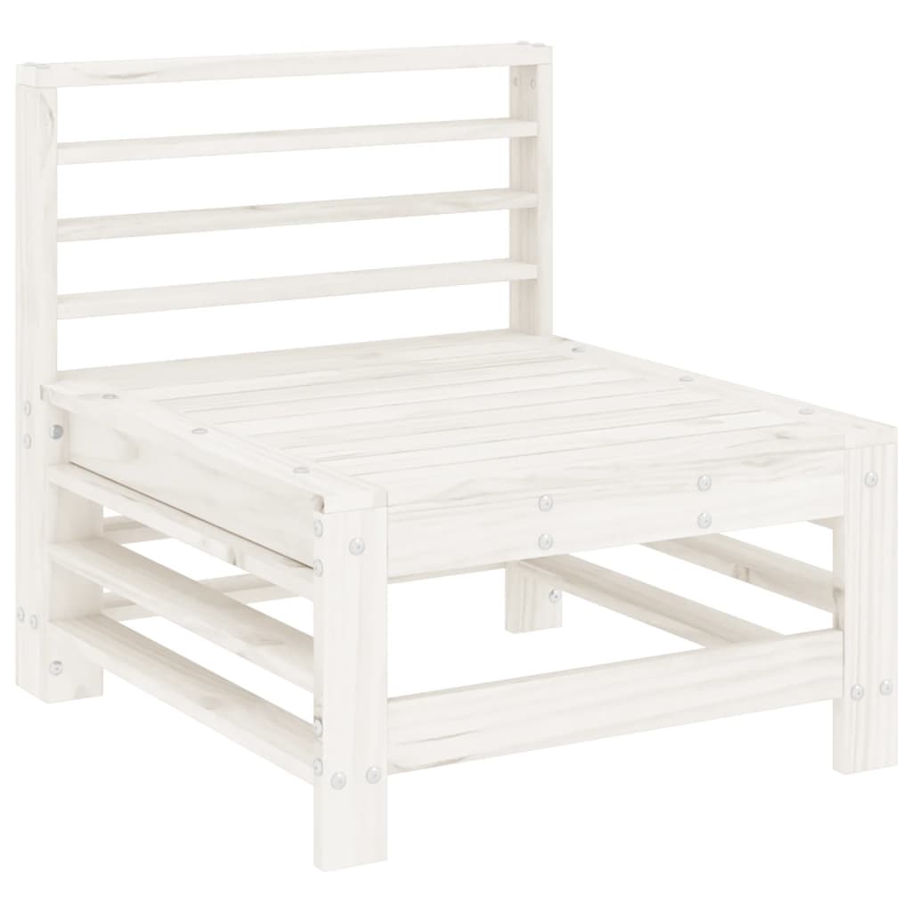 Garden Middle Sofa White Solid Wood Pine