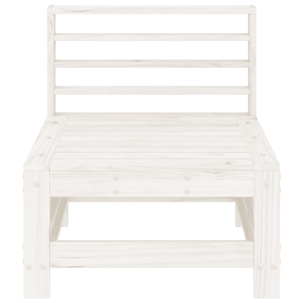 Garden Middle Sofa White Solid Wood Pine