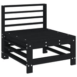 Garden Middle Sofa Black Solid Wood Pine