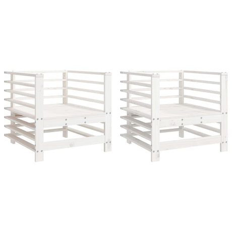 Garden Chairs 2 pcs White Solid Wood Pine