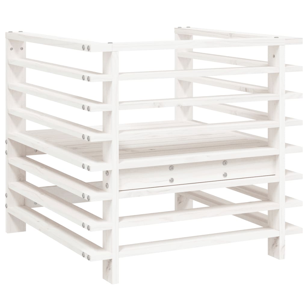 Garden Chairs 2 pcs White Solid Wood Pine