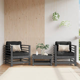 Garden Chairs 2 pcs Grey Solid Wood Pine