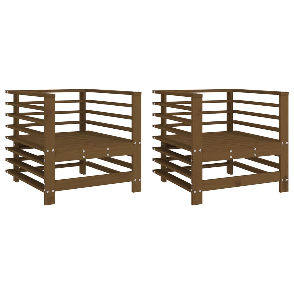 Garden Chairs 2 pcs Honey Brown Solid Wood Pine