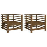 Garden Chairs 2 pcs Honey Brown Solid Wood Pine