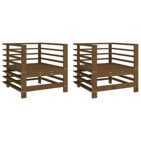 Garden Chairs 2 pcs Honey Brown Solid Wood Pine