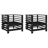 Garden Chairs 2 pcs Black Solid Wood Pine