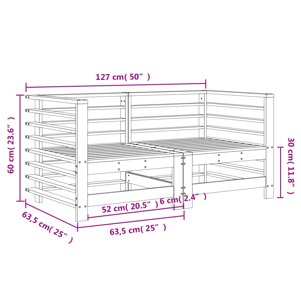 Garden Corner Sofas 2 pcs Solid Wood Pine