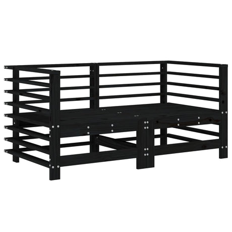 Garden Corner Sofas 2 pcs Black Solid Wood Pine