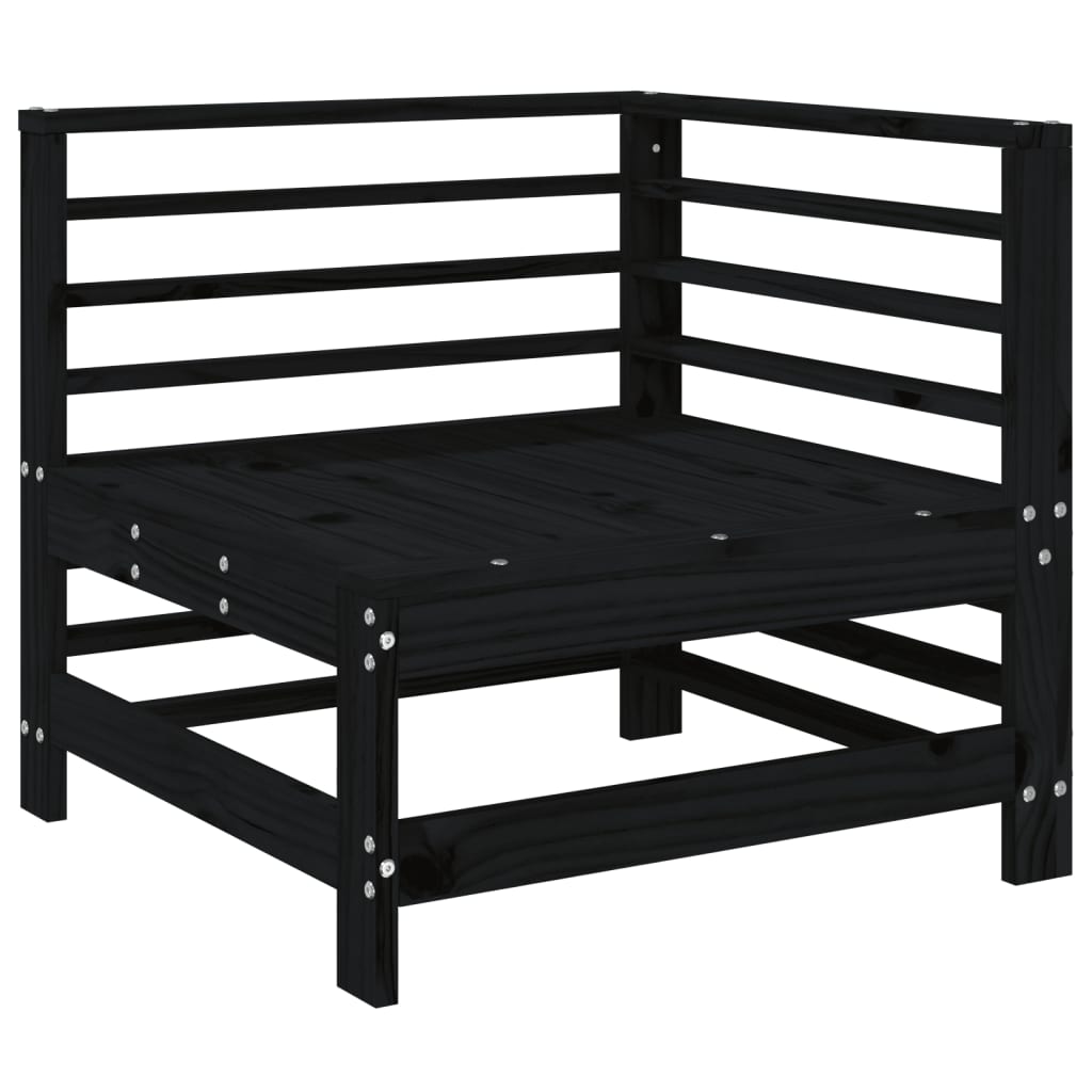 Garden Corner Sofas 2 pcs Black Solid Wood Pine