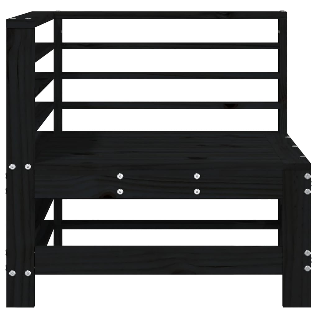 Garden Corner Sofas 2 pcs Black Solid Wood Pine