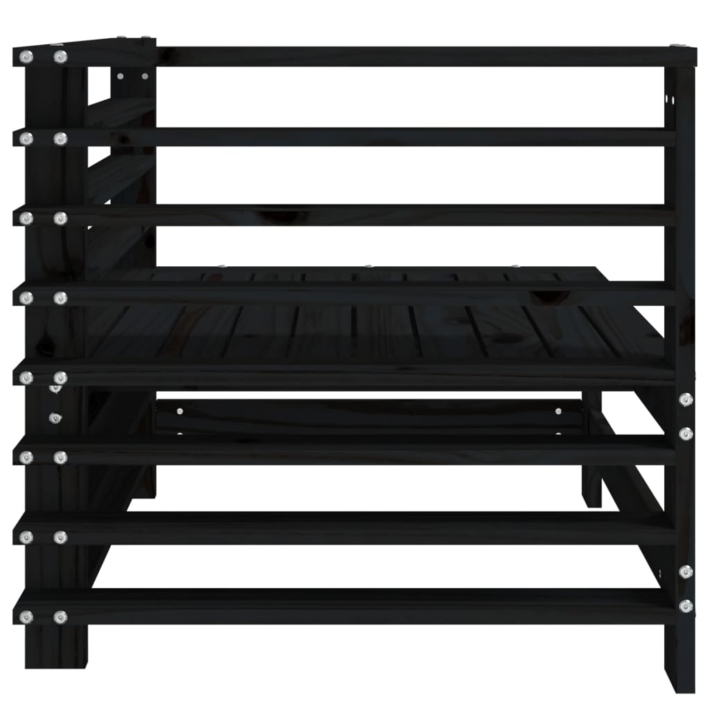Garden Corner Sofas 2 pcs Black Solid Wood Pine