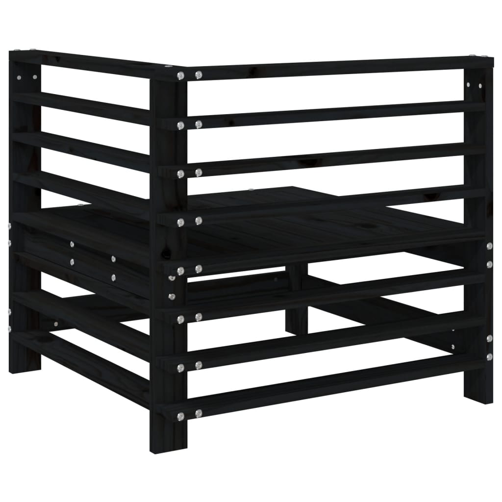 Garden Corner Sofas 2 pcs Black Solid Wood Pine