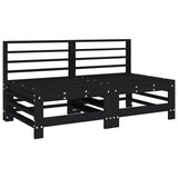 Garden Middle Sofas 2 pcs Black Solid Wood Pine