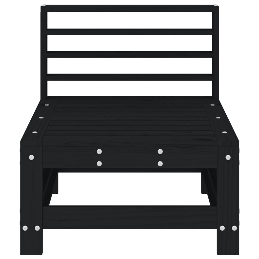 Garden Middle Sofas 2 pcs Black Solid Wood Pine