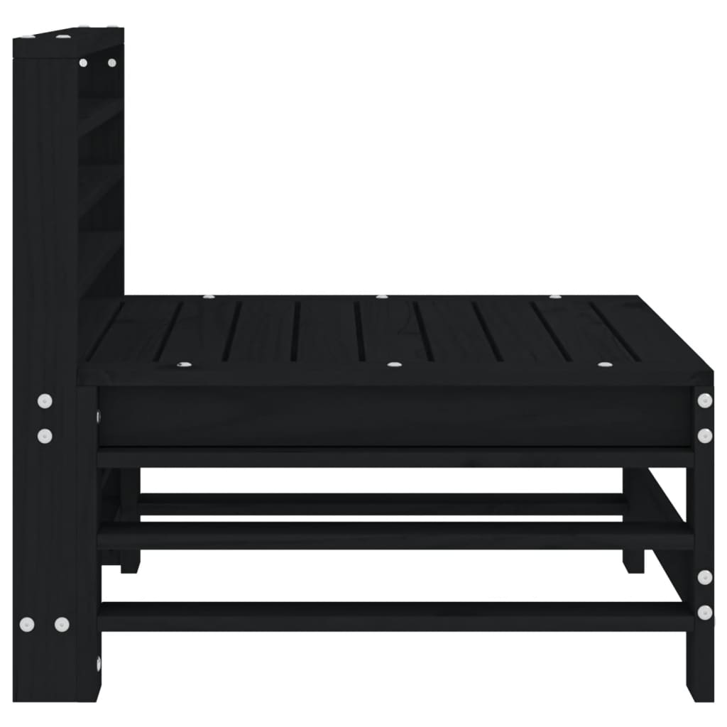 Garden Middle Sofas 2 pcs Black Solid Wood Pine