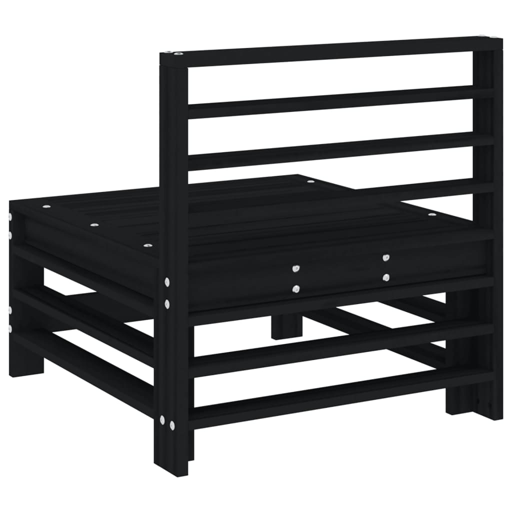 Garden Middle Sofas 2 pcs Black Solid Wood Pine
