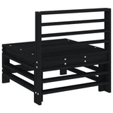 Garden Middle Sofas 2 pcs Black Solid Wood Pine