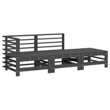 3 Piece Garden Lounge Set Grey Solid Wood Pine