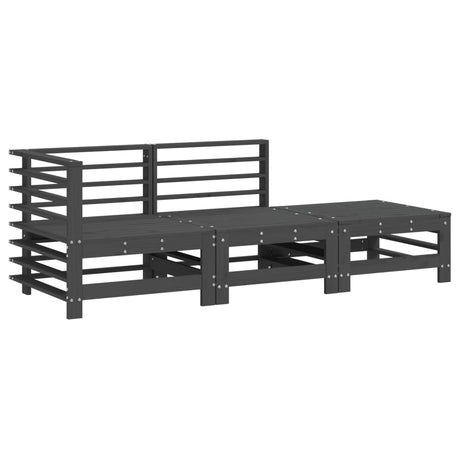 3 Piece Garden Lounge Set Grey Solid Wood Pine
