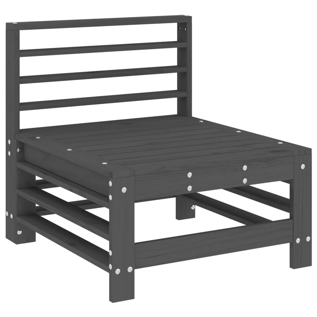 3 Piece Garden Lounge Set Grey Solid Wood Pine