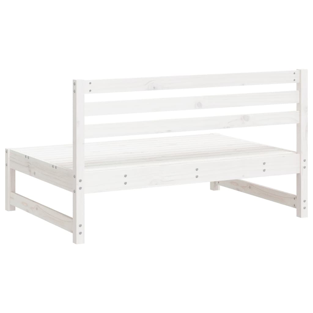 Garden Middle Sofa White 120x80 cm Solid Wood Pine