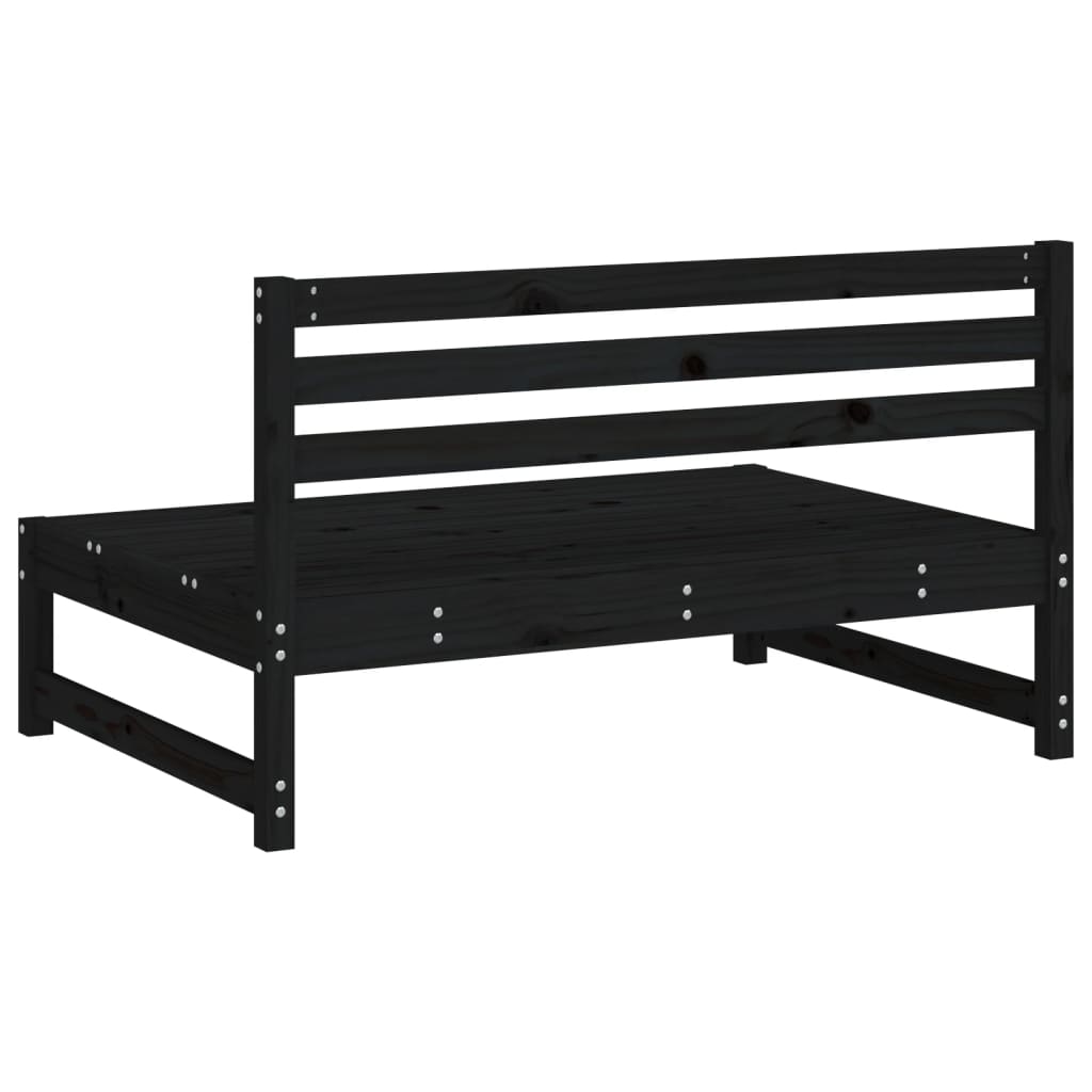 Garden Middle Sofa Black 120x80 cm Solid Wood Pine