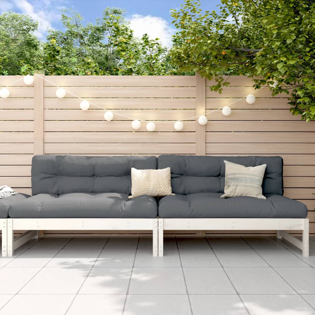 Garden Middle Sofas 2 pcs White 120x80 cm Solid Wood Pine