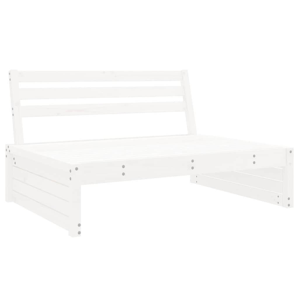 Garden Middle Sofa White 120x80 cm Solid Wood Pine