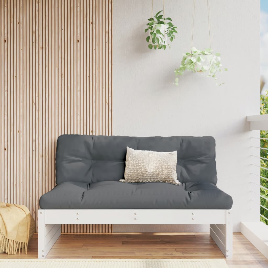 Garden Middle Sofa White 120x80 cm Solid Wood Pine