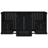 Balcony Set 2 Seater Black Solid Wood Pine