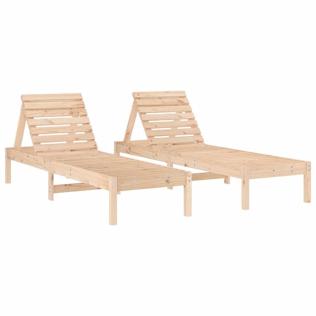 Sun Loungers 2 pcs 199.5x60x74 cm Solid Wood Pine