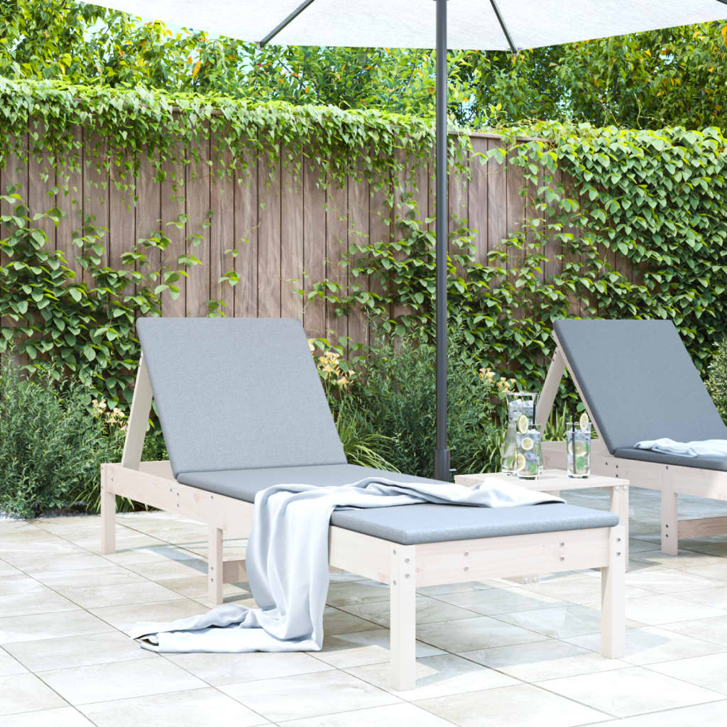 Sun Lounger White 199.5x60x74 cm Solid Wood Pine