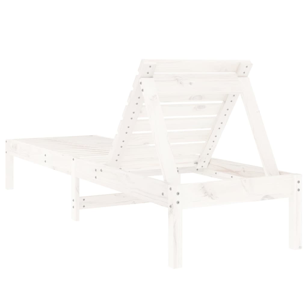 Sun Loungers 2 pcs White 199.5x60x74 cm Solid Wood Pine