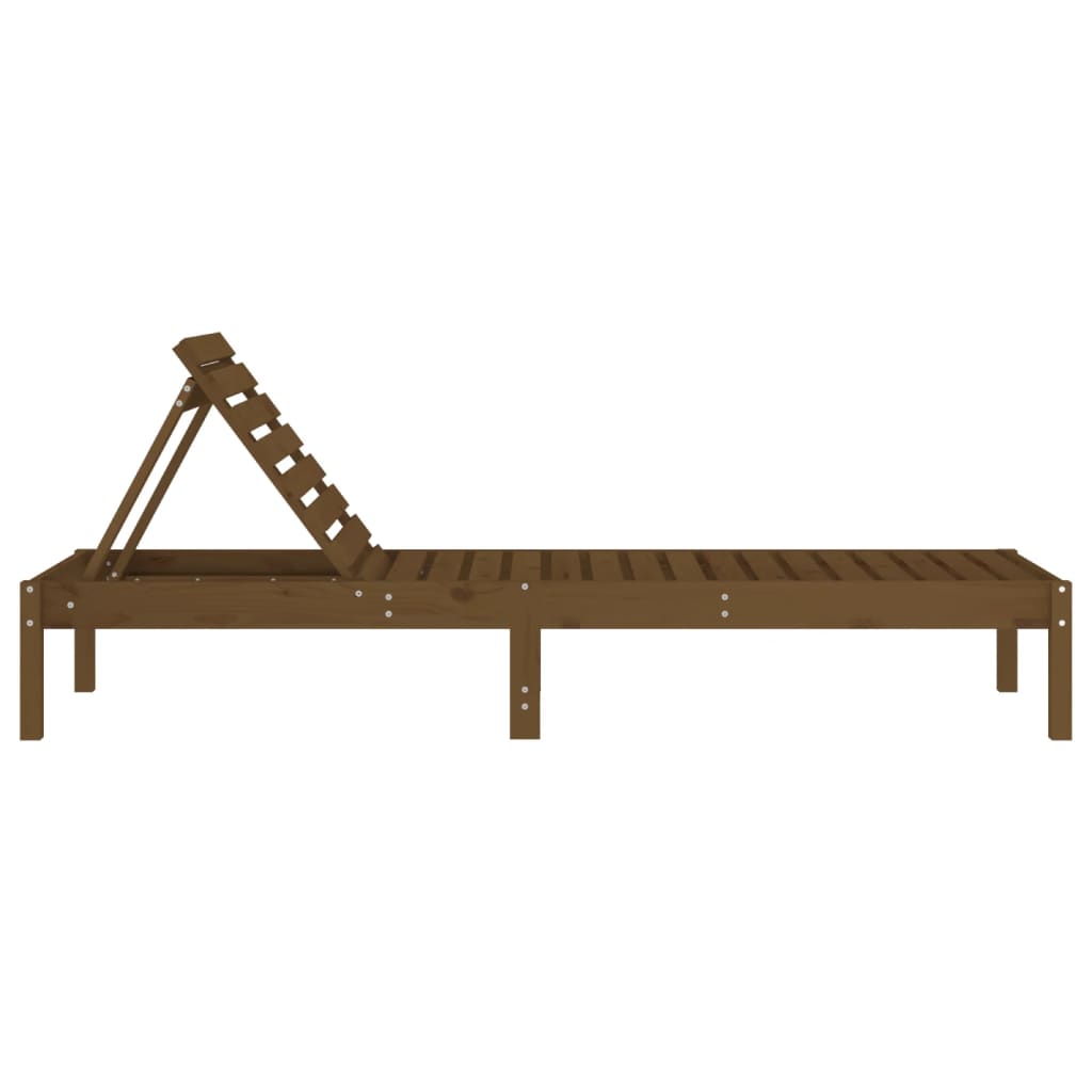 Sun Lounger Honey Brown 199.5x60x74 cm Solid Wood Pine