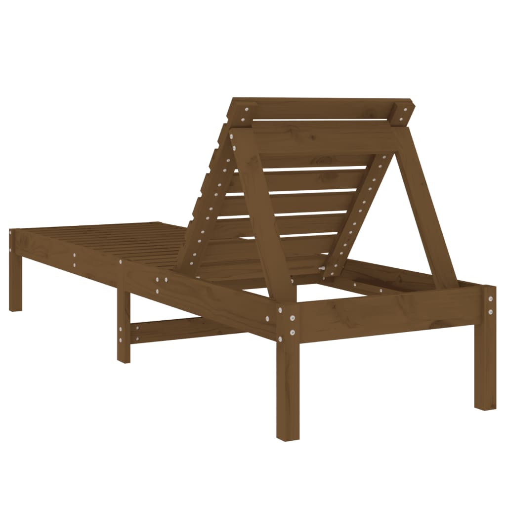 Sun Lounger Honey Brown 199.5x60x74 cm Solid Wood Pine