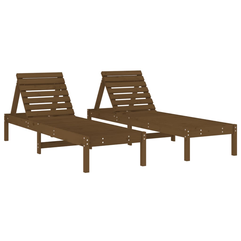 Sun Loungers 2 pcs Honey Brown 199.5x60x74 cm Solid Wood Pine