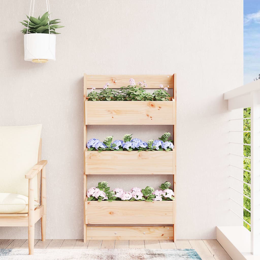 Wall Planter 3-Tier 60x18.5x110 cm Solid Wood Pine