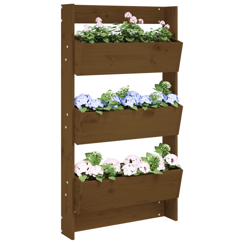 Wall Planter 3-Tier 60x18.5x110 cm Honey Brown Solid Wood Pine