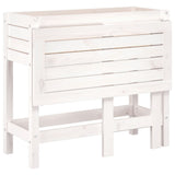 Garden Planter with Folding Tabletop White Solid Wood Pine