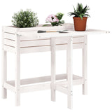 Garden Planter with Folding Tabletop White Solid Wood Pine